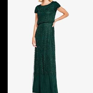 Adrianna Papell Green Beaded Gown